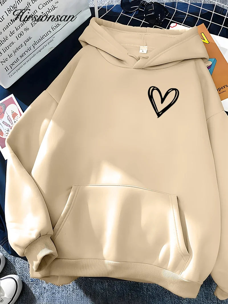 Women's Heart Print Hoodie