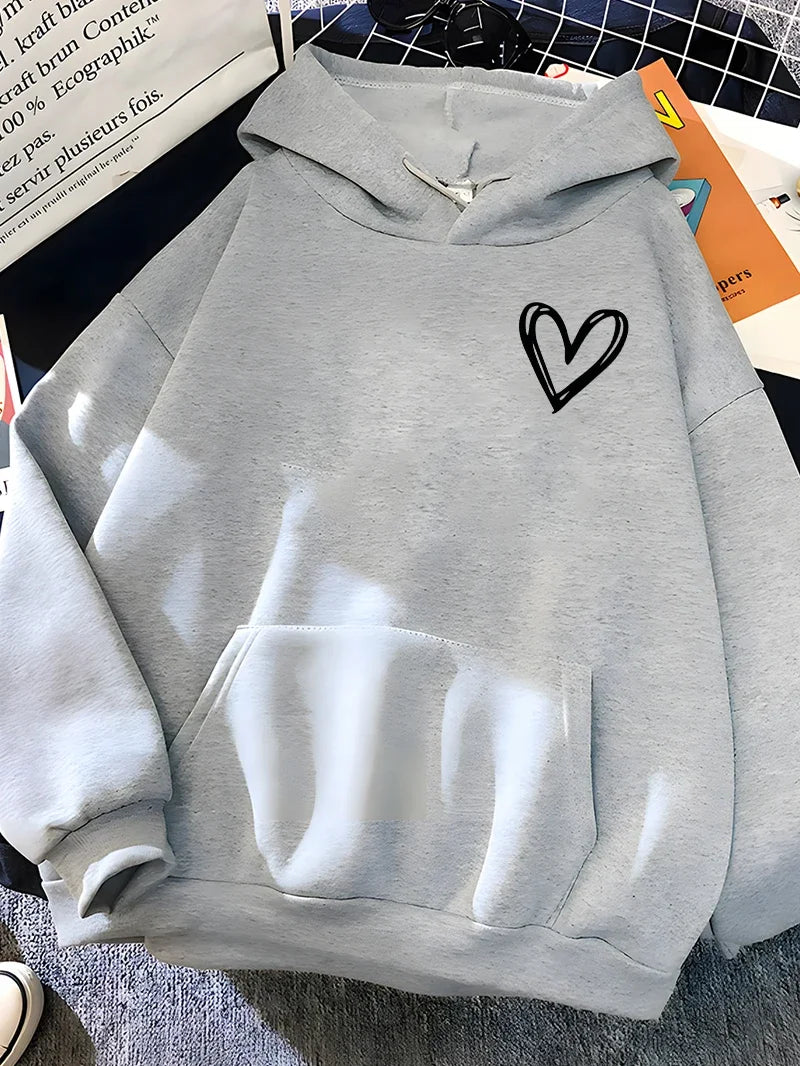 Women's Heart Print Hoodie