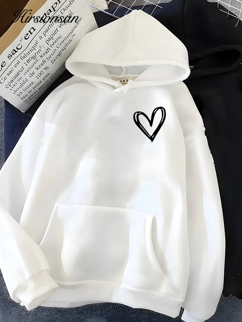 Women's Heart Print Hoodie
