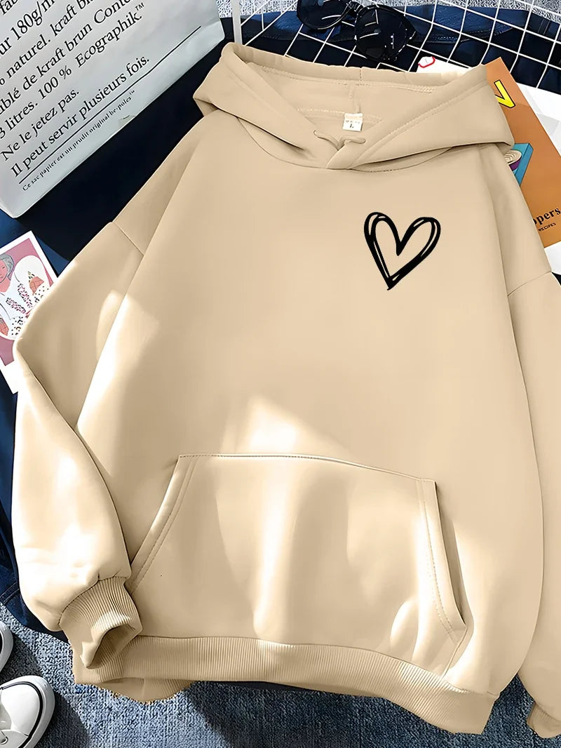 Women's Heart Print Hoodie