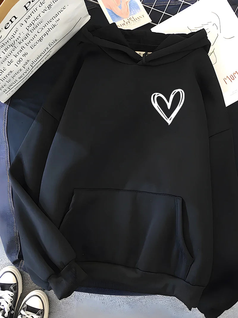 Women's Heart Print Hoodie