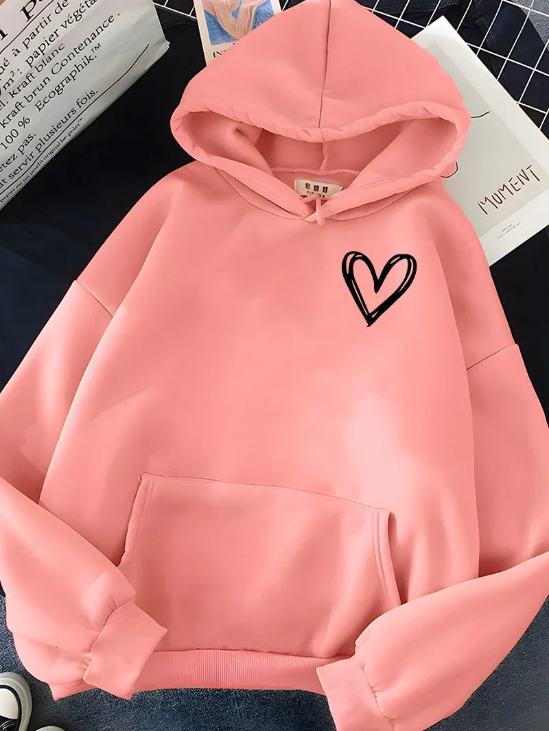 Women's Heart Print Hoodie
