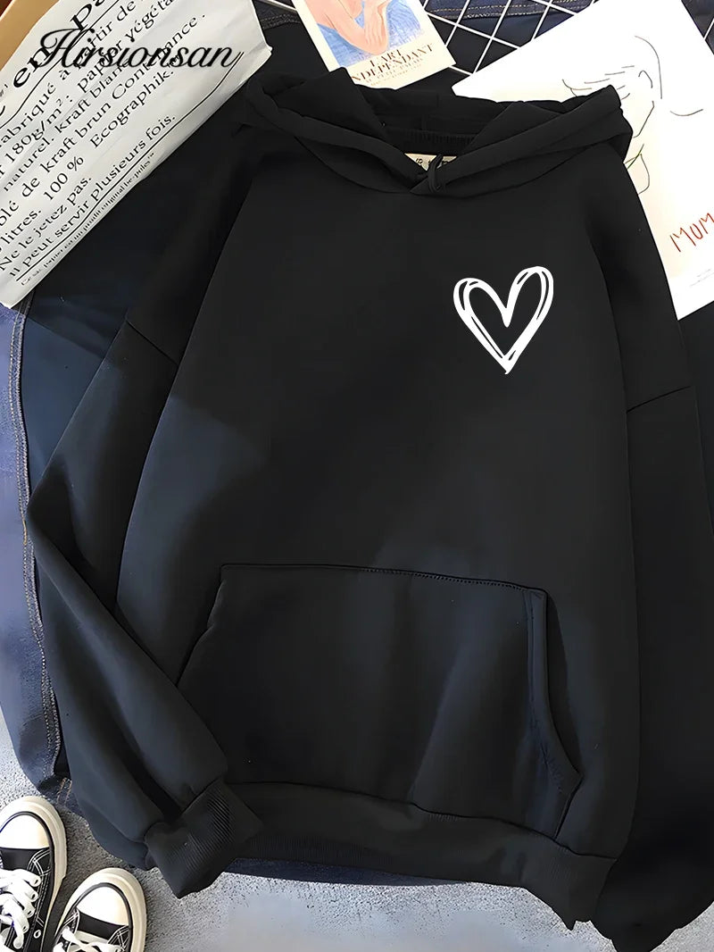 Women's Heart Print Hoodie