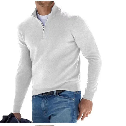 Men's V-neck Quarter Zip Sweater