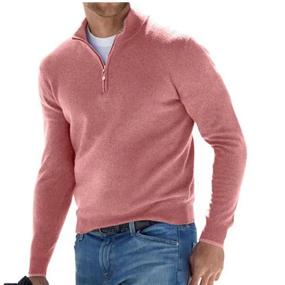 Men's V-neck Quarter Zip Sweater