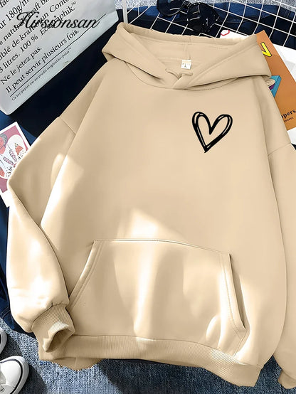Women's Heart Print Hoodie
