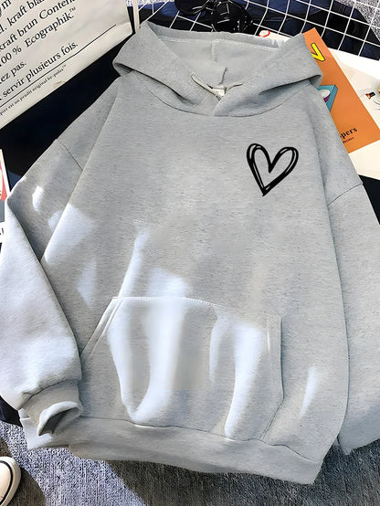 Women's Heart Print Hoodie