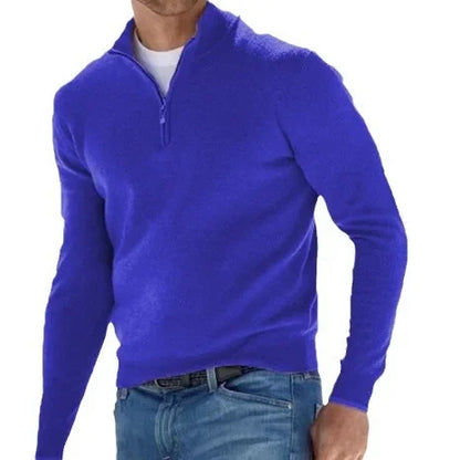 Men's V-neck Quarter Zip Sweater