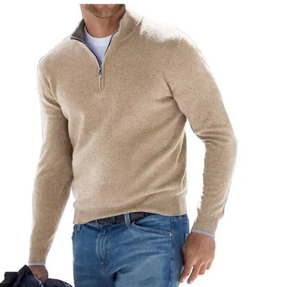 Men's V-neck Quarter Zip Sweater