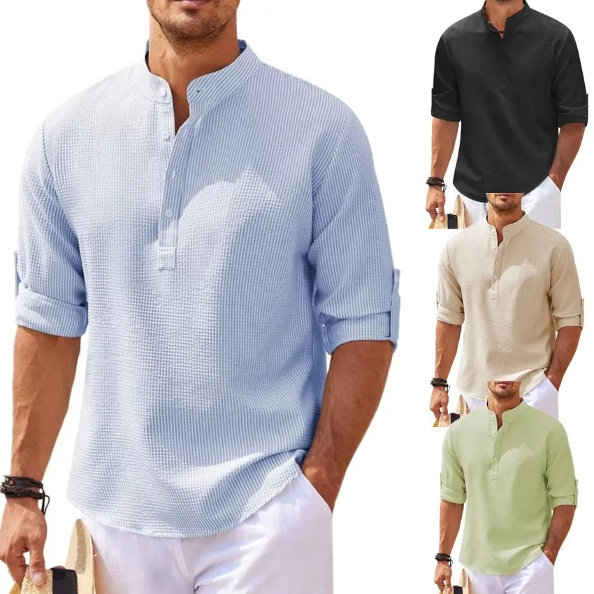 Men's Long-Sleeved Cotton Linen