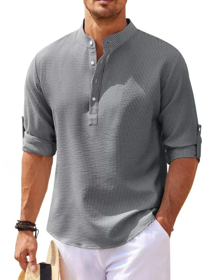 Men's Long-Sleeved Cotton Linen