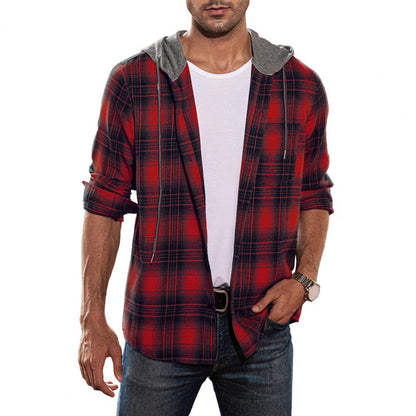 Men's Flannel Hooded Shirt