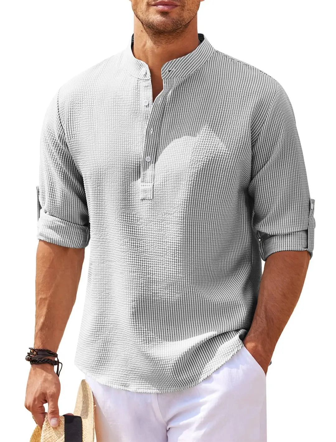 Men's Long-Sleeved Cotton Linen