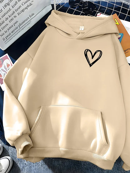Women's Heart Print Hoodie