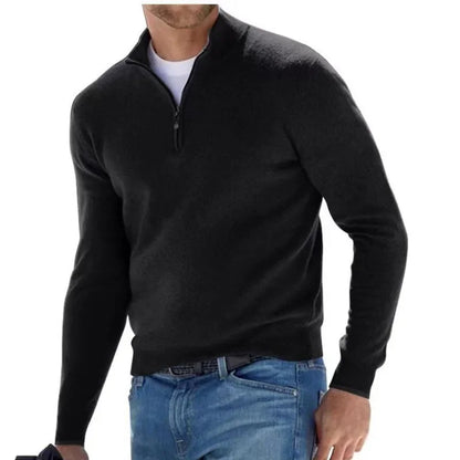 Men's V-neck Quarter Zip Sweater