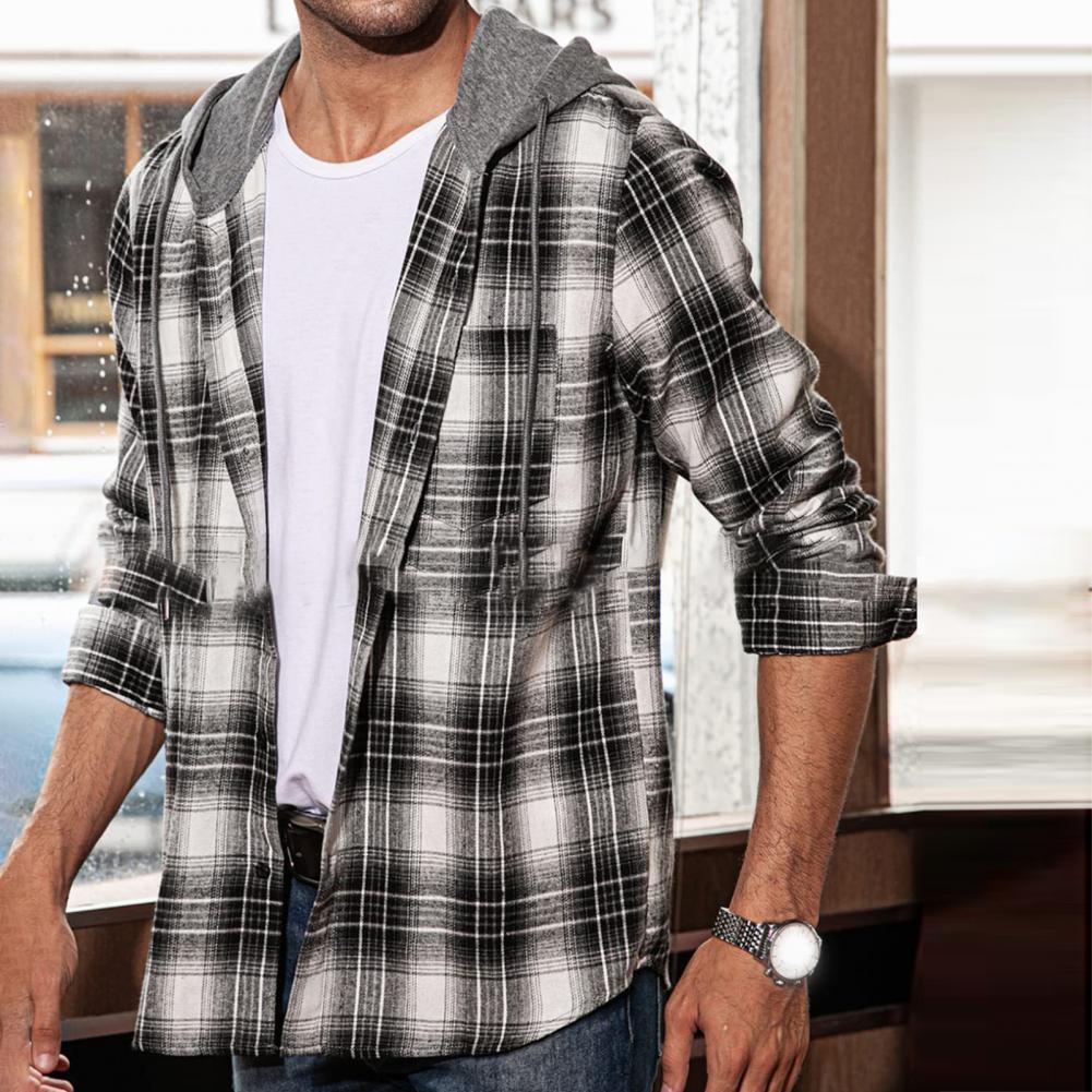 Men's Flannel Hooded Shirt