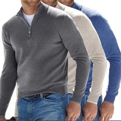 Men's V-neck Quarter Zip Sweater