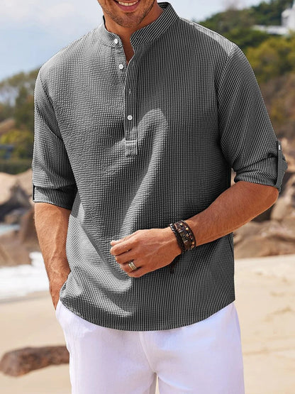 Men's Long-Sleeved Cotton Linen