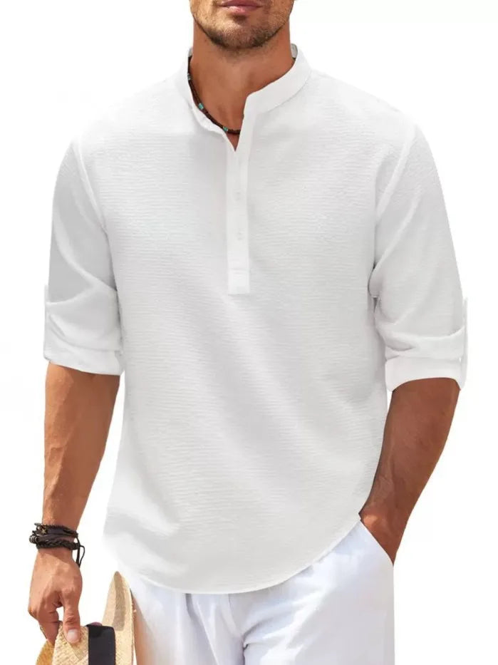 Men's Long-Sleeved Cotton Linen